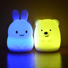Load image into Gallery viewer, New 7 Colors Bear Rabbit LED USB Animal Night Light Silicone Soft Cartoon Children Baby Nursery Lamp led Night Light